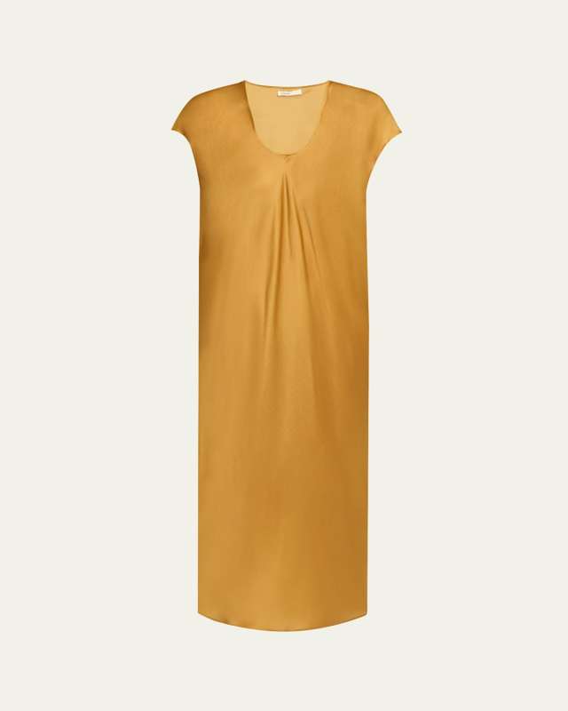 Darby Cap-Sleeve Bias Silk Maxi Dress